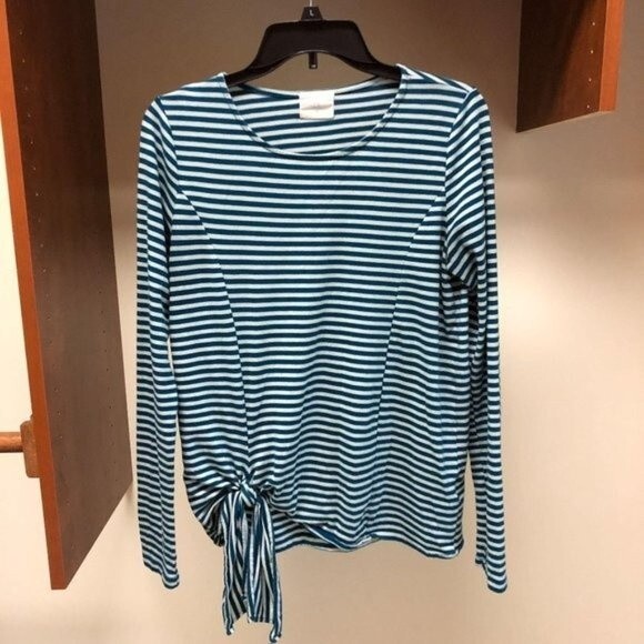 MOVING SALE Anthropologie t.la Striped Long Sleeve Tie Front Top Shirt Small - Picture 2 of 6